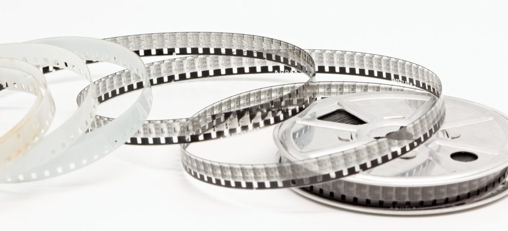 A film reel lays unraveled