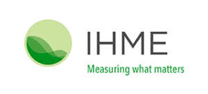IHME Company Logo. Measuring what matter Company Slogan.