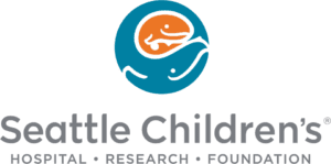 Seattle Children's logo (a parent whale and a baby whale) in teal and orange