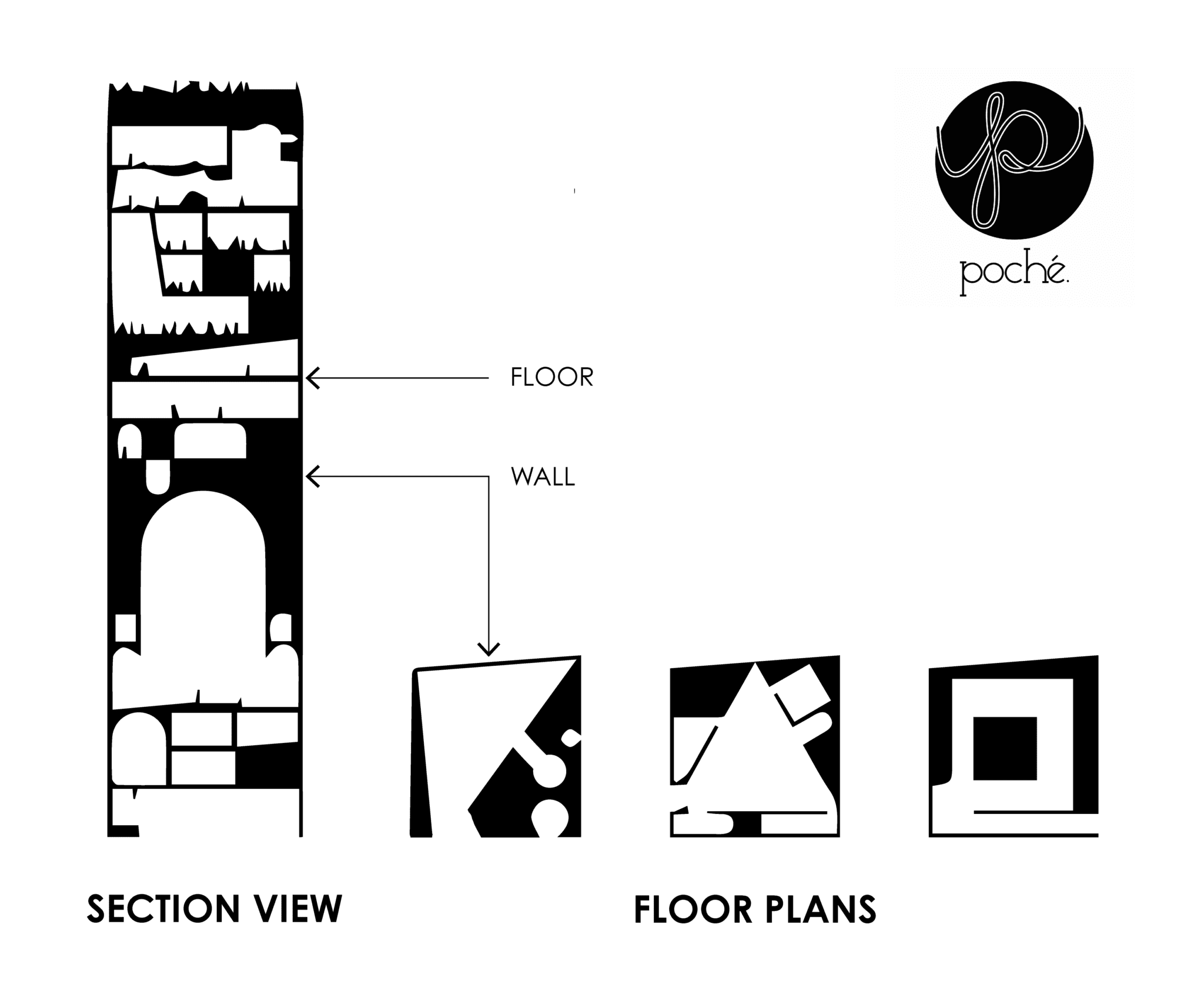 An architectural diagram shows black and white space. The black space shows the solid sections of the design.